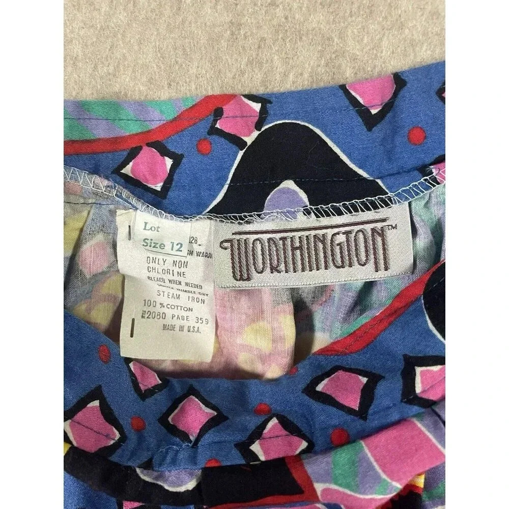 Worthington Vintage 80's Pleated Colorful Floral Midi Skirt w/ Pocket Size 12 - Picture 3 of 13